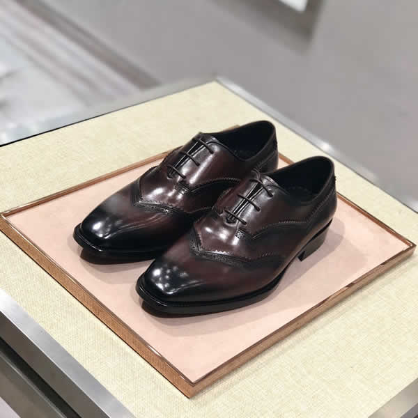 Fashion Spring And Summer New Alessandro Demesure Series Lace-Up Berluti Brown Leather Shoes